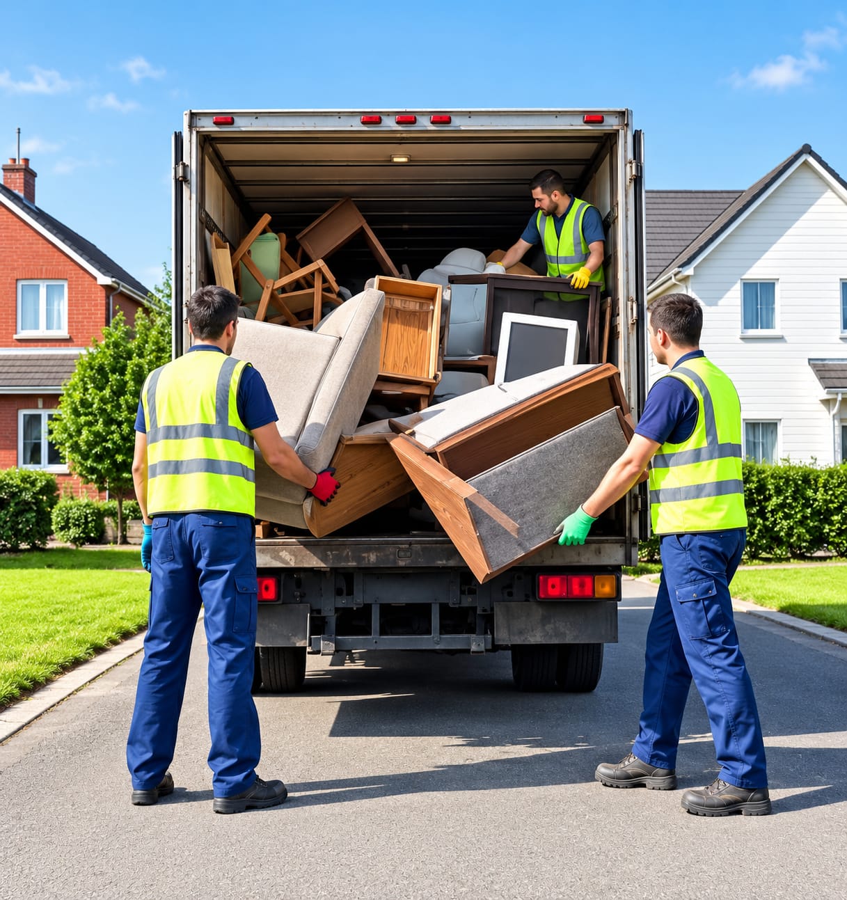 The NovaDumps team loading cleared furniture into our truck